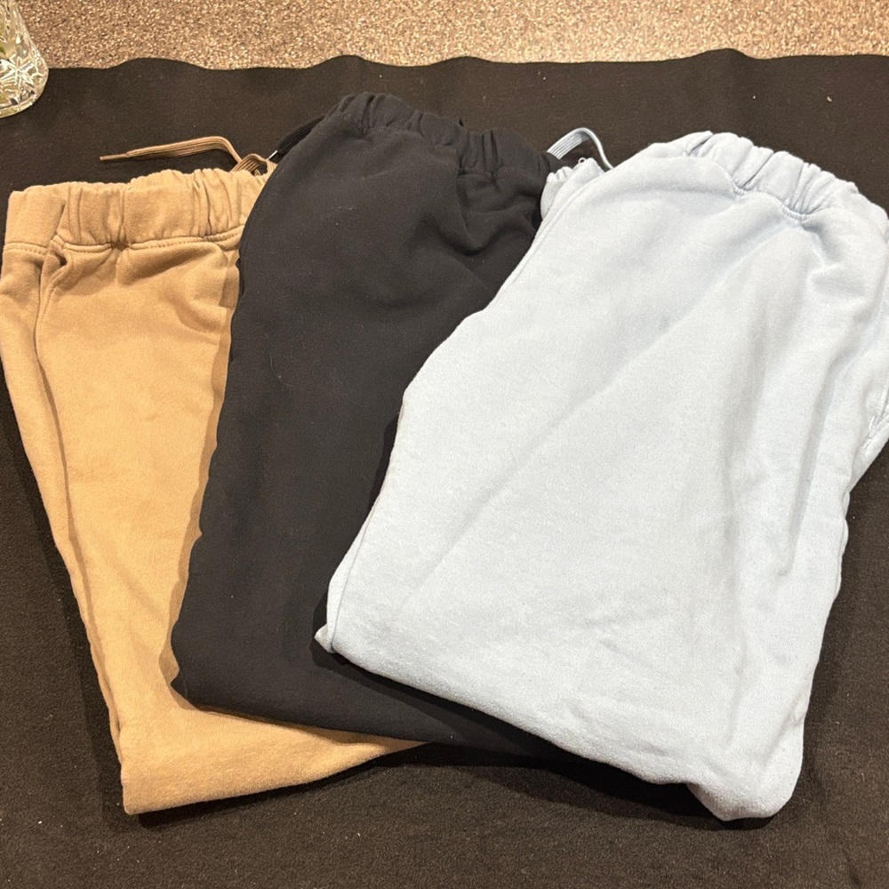 Gildan Men's Sweatpants 3 pair- Black, Tan, Light Blue